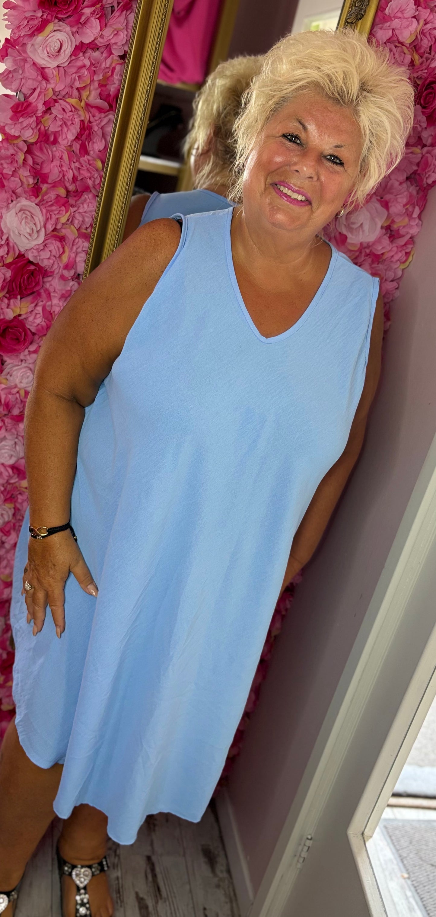 *LUCKY LOOK* Jurk Senna A-lijn Licht Blauw Plus Size Maat 48 t/m 54
