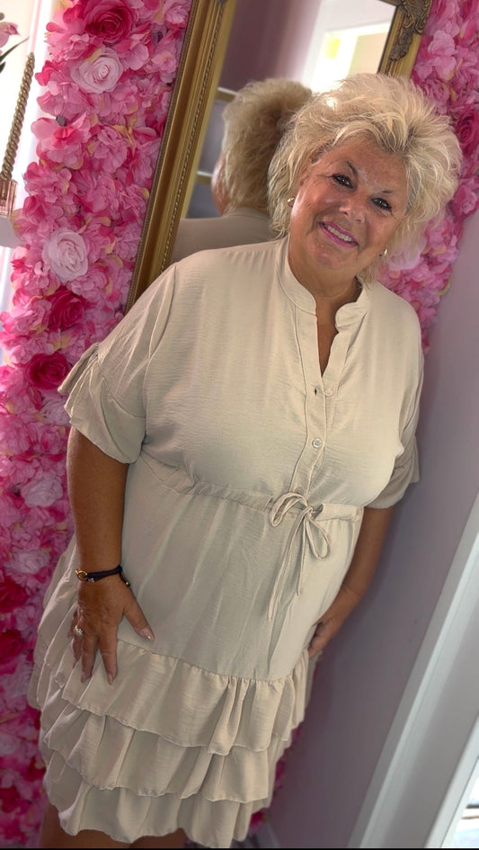 Jurk Marbella Beige Plus Size 48 t/m 54-56
