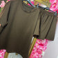 Comfy Set Strass Korte Broek Bruin Plus Size maat 46 t/m 52