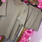 Comfy Set Strass Korte Broek Taupe Plus Size maat 46 t/m 52