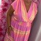 Lange Jurk Katoen Roze Plus Size Maat 48 t/m 52