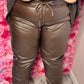 Tregging Leather Look Bruin Plus Size Maat 48 t/m 54