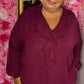 Blouse Good Day Shine Bordeaux Plus Size maat 46 t/m 54
