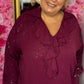 Blouse Good Day Shine Bordeaux Plus Size maat 46 t/m 54