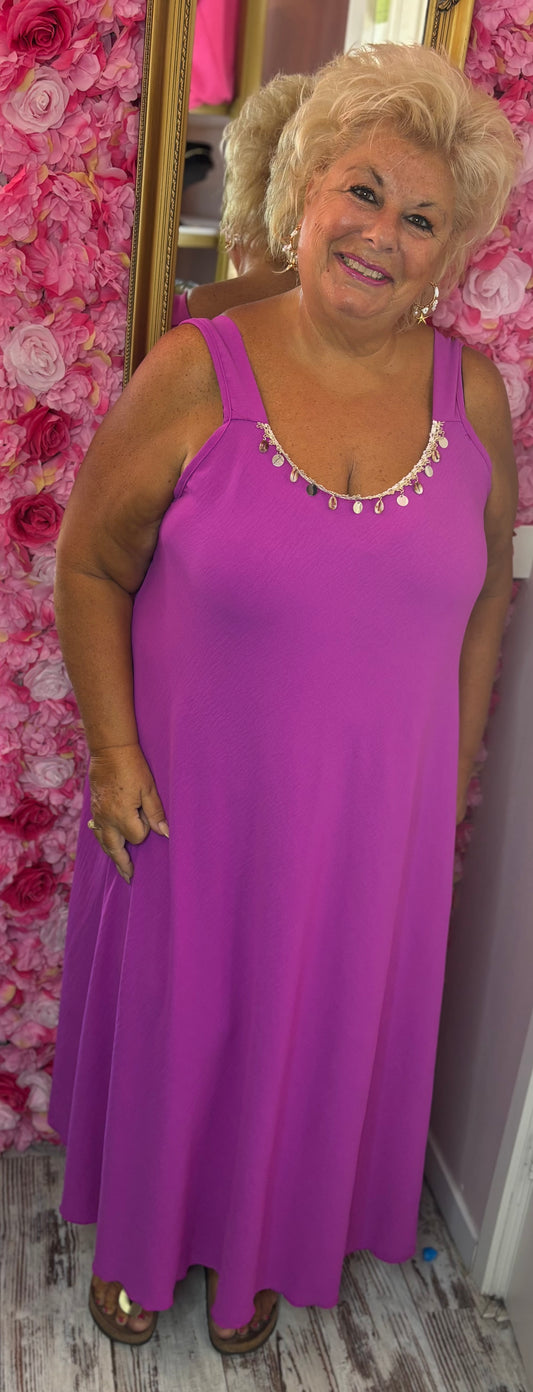 Jurk Beachy Paars Plus Size Maat 46 t/m 52