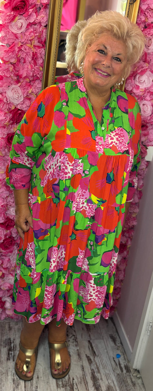 Jurk Beauty Color Groen Plus Size Maat 46 t/m 52-54