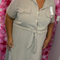 Jurk Button Taupe Plus Size Maat 44 t/m 50-52