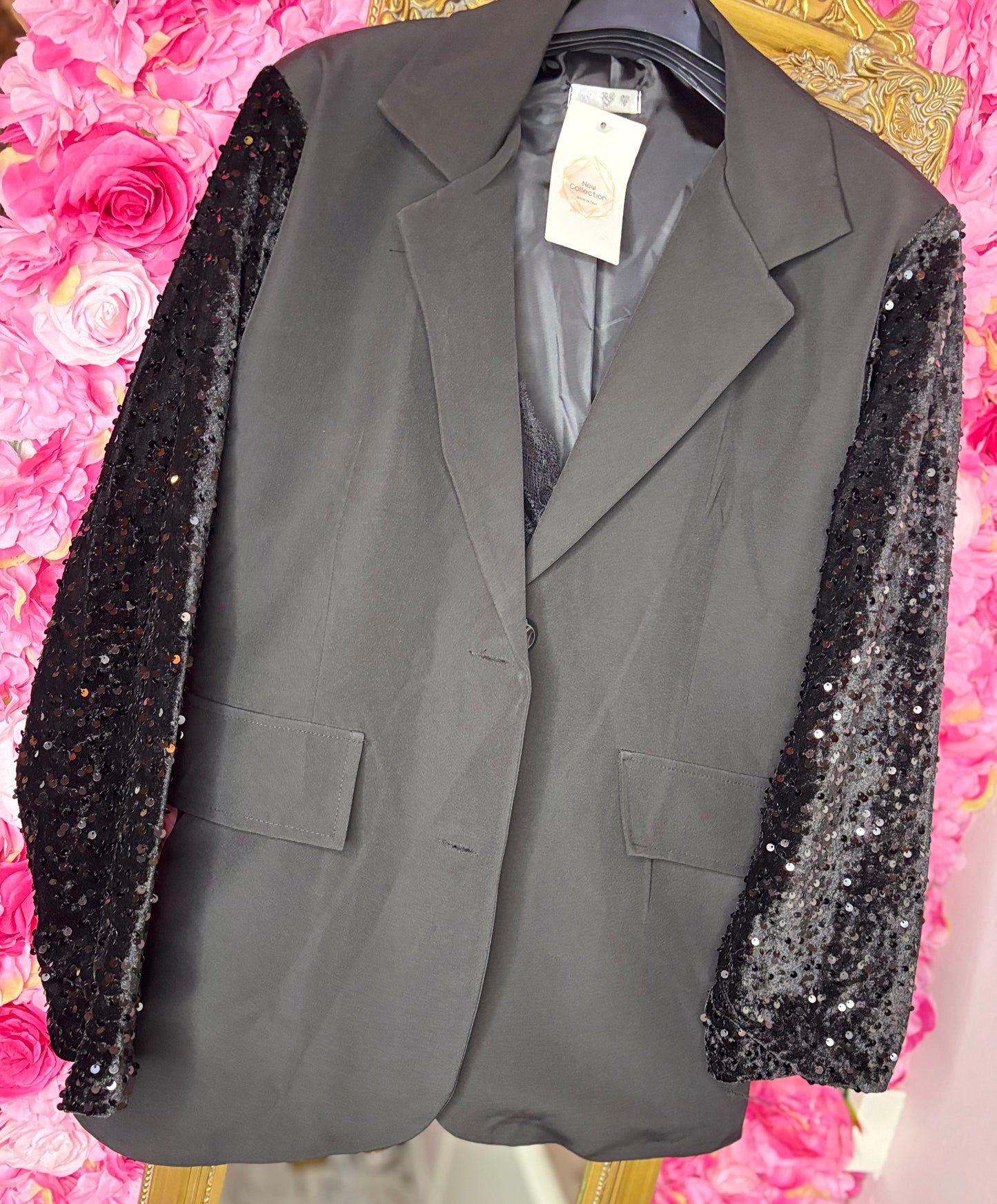 Colbert Paillet Mouw Zwart Plus size Maat 44 t/m 50