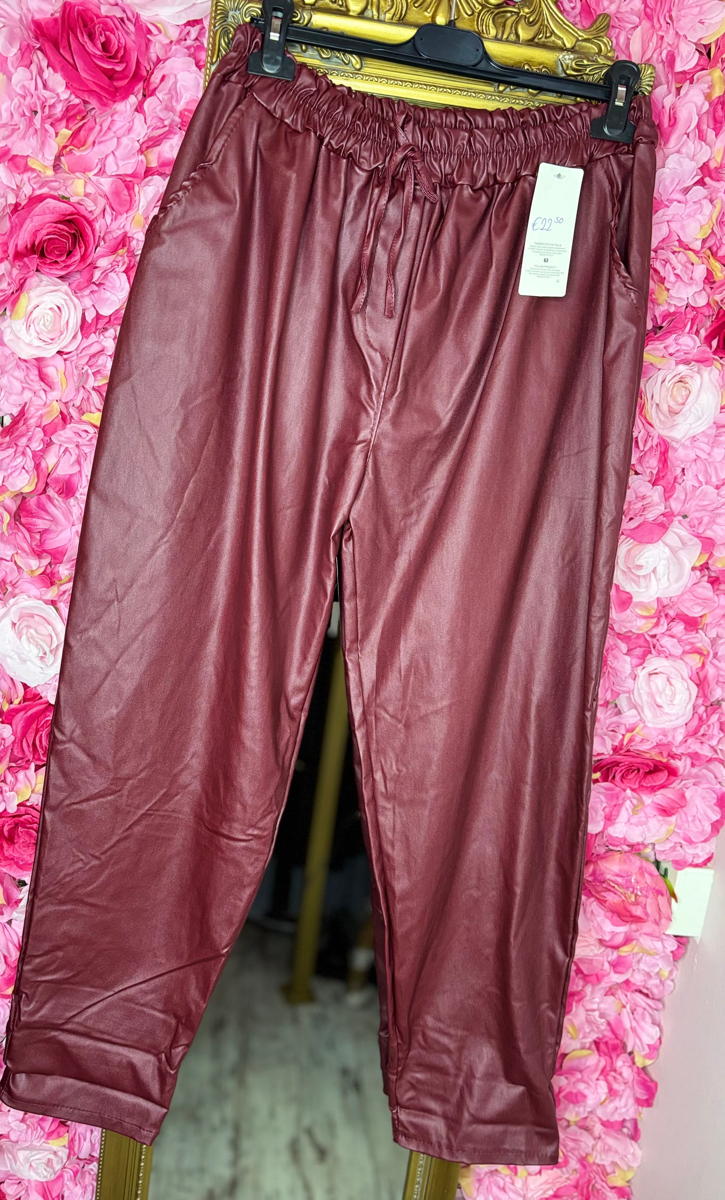 Tregging Leather Look Bordeaux Plus Size Maat 48 t/m 54