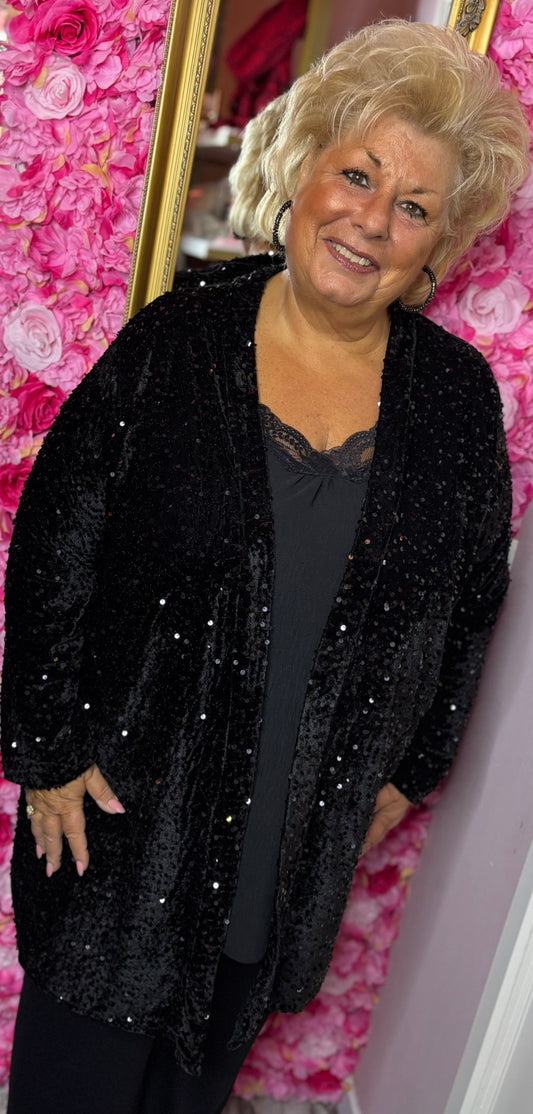 Kimono Pali Zwart Plus size Maat 48 t/m 56