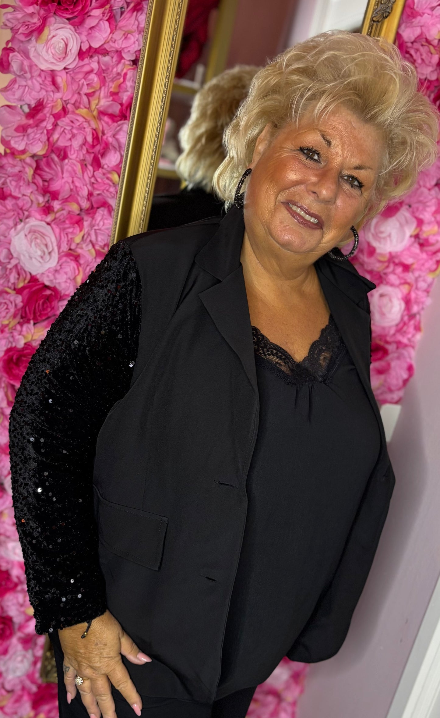 Colbert Paillet Mouw Zwart Plus size Maat 44 t/m 50