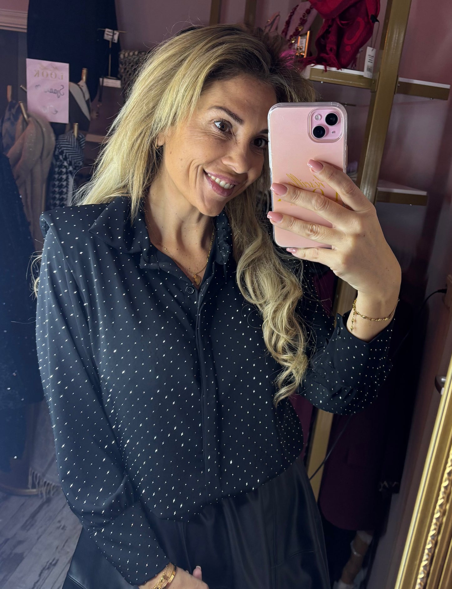 Blouse Shoulder Strass Zwart tot Maat 42