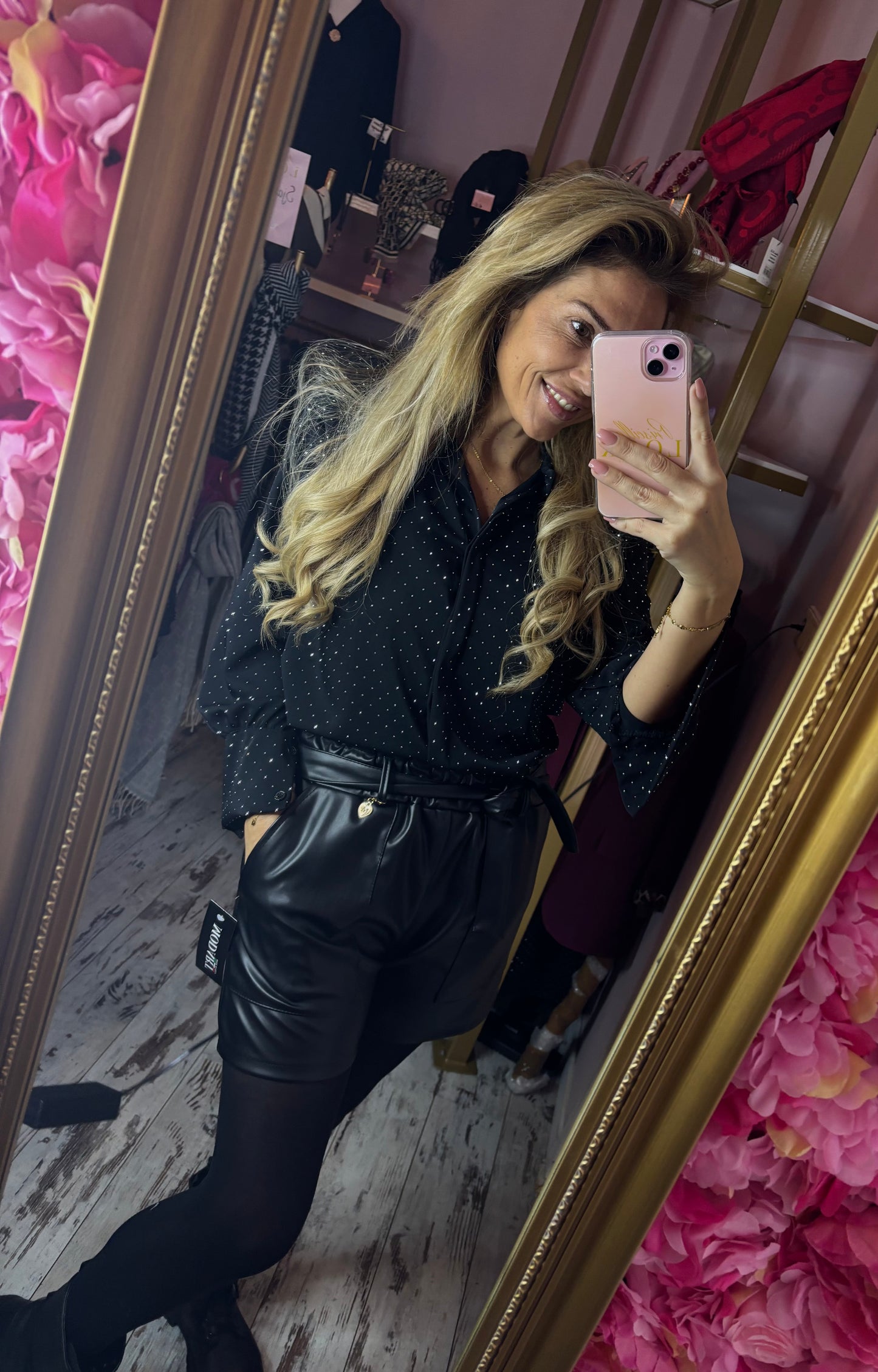 Blouse Shoulder Strass Zwart tot Maat 42