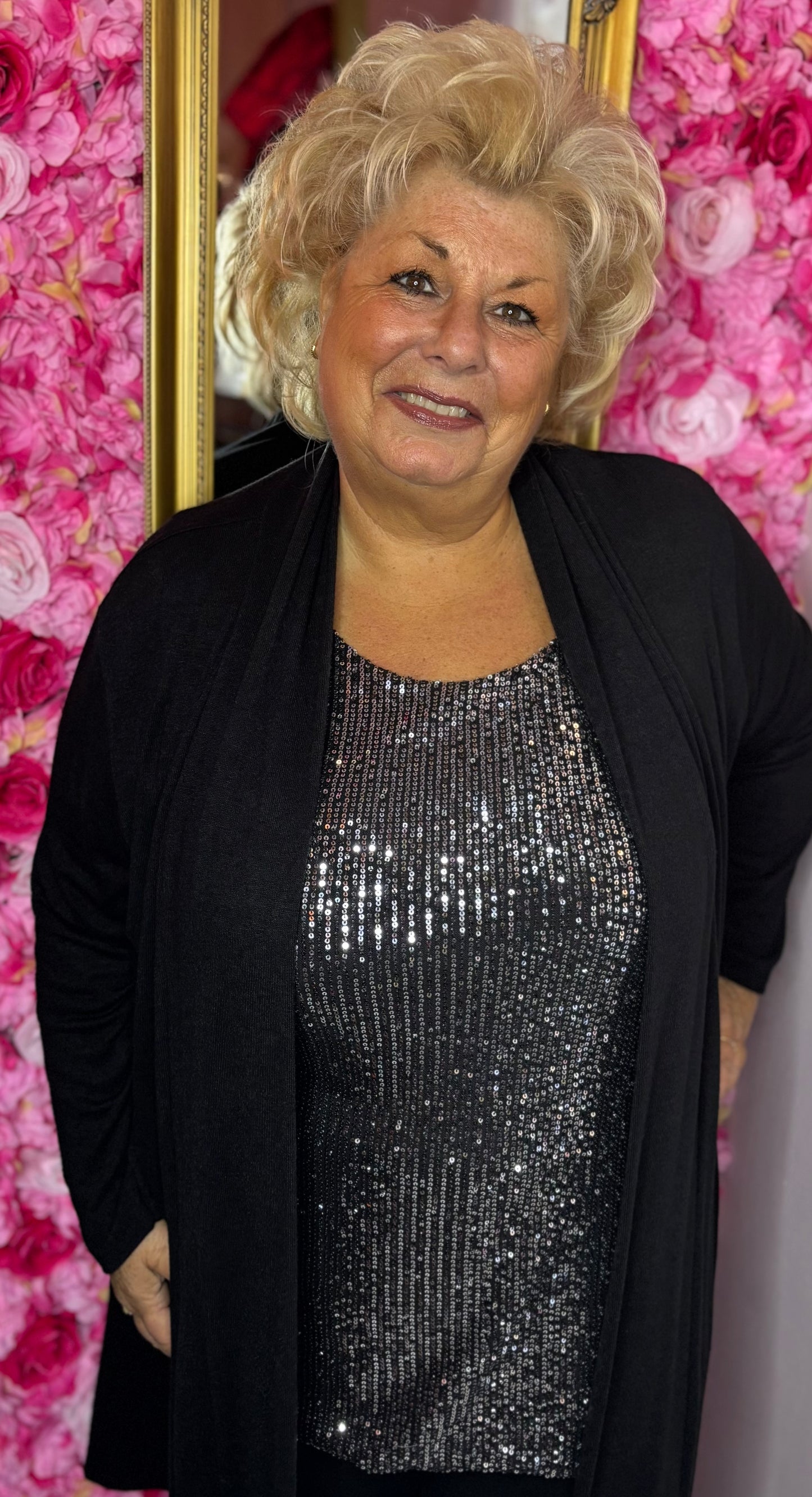 Top Glitter Zwart-Zilver Plus Size Maat 46 t/m 52