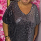 Shirt Glitter Zwart-Zilver Plus Size Maat 48 t/m 54-56