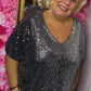 Shirt Glitter Zwart-Zilver Plus Size Maat 48 t/m 54-56
