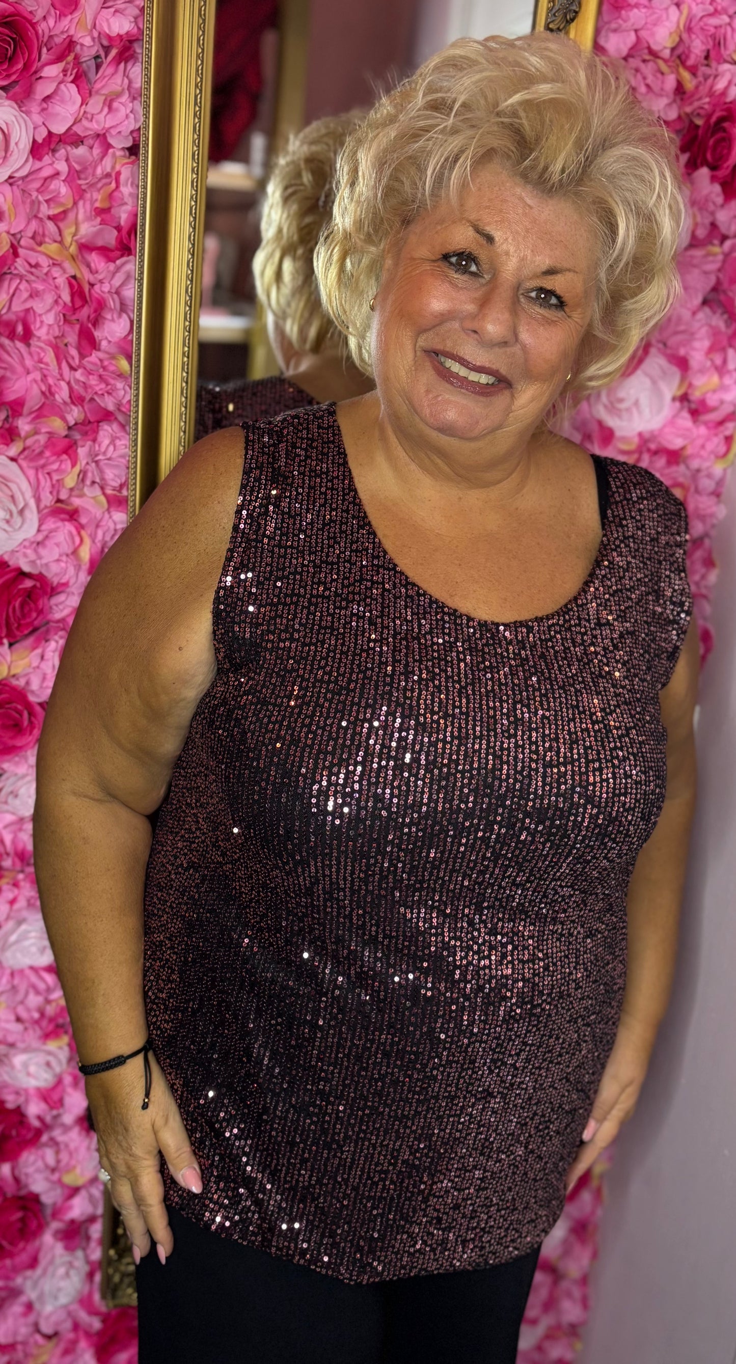 Top Glitter Bruin Plus Size Maat 46 t/m 52