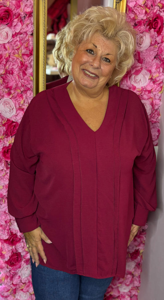 Blouse Eva Bordeaux Plus Size maat 48 t/m 54