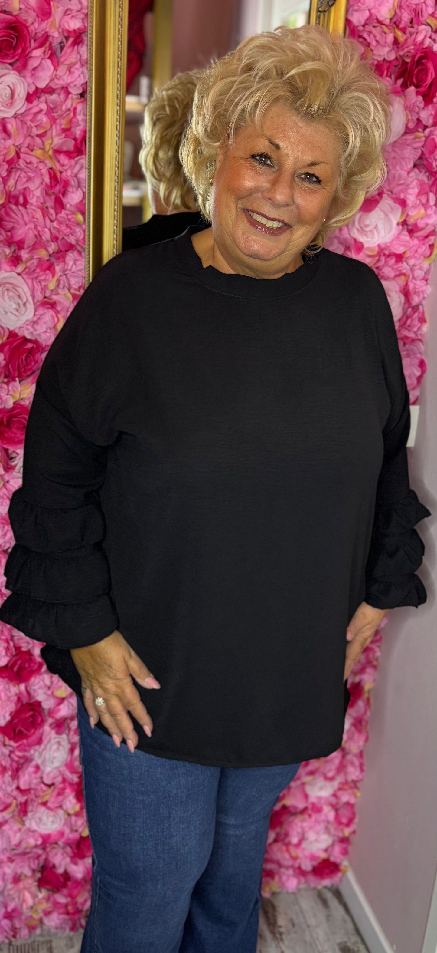 Blouse Cute Zwart Plus Size maat 48 t/m 54