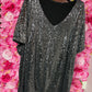 Shirt Glitter Zwart-Zilver Plus Size Maat 48 t/m 54-56