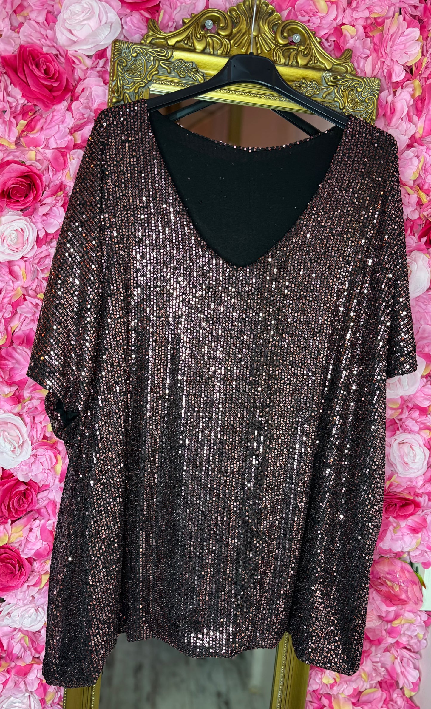 Shirt Glitter Bruin Plus Size Maat 48 t/m 54-56