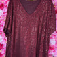 Shirt Glitter Rood-Bordeaux Plus Size Maat 48 t/m 54-56