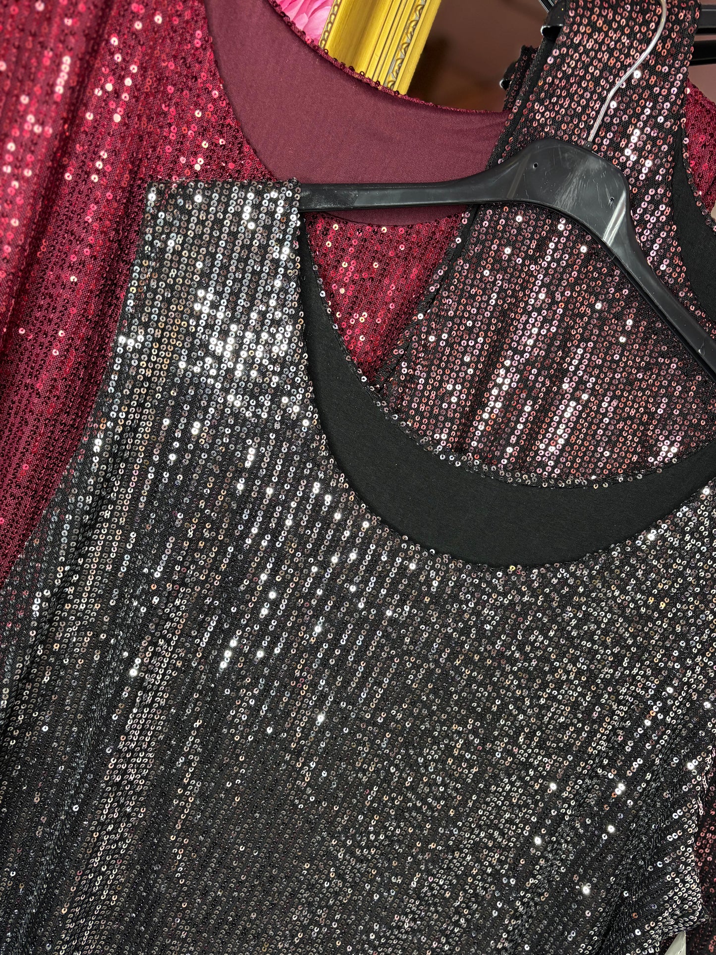 Top Glitter Zwart-Zilver Plus Size Maat 46 t/m 52