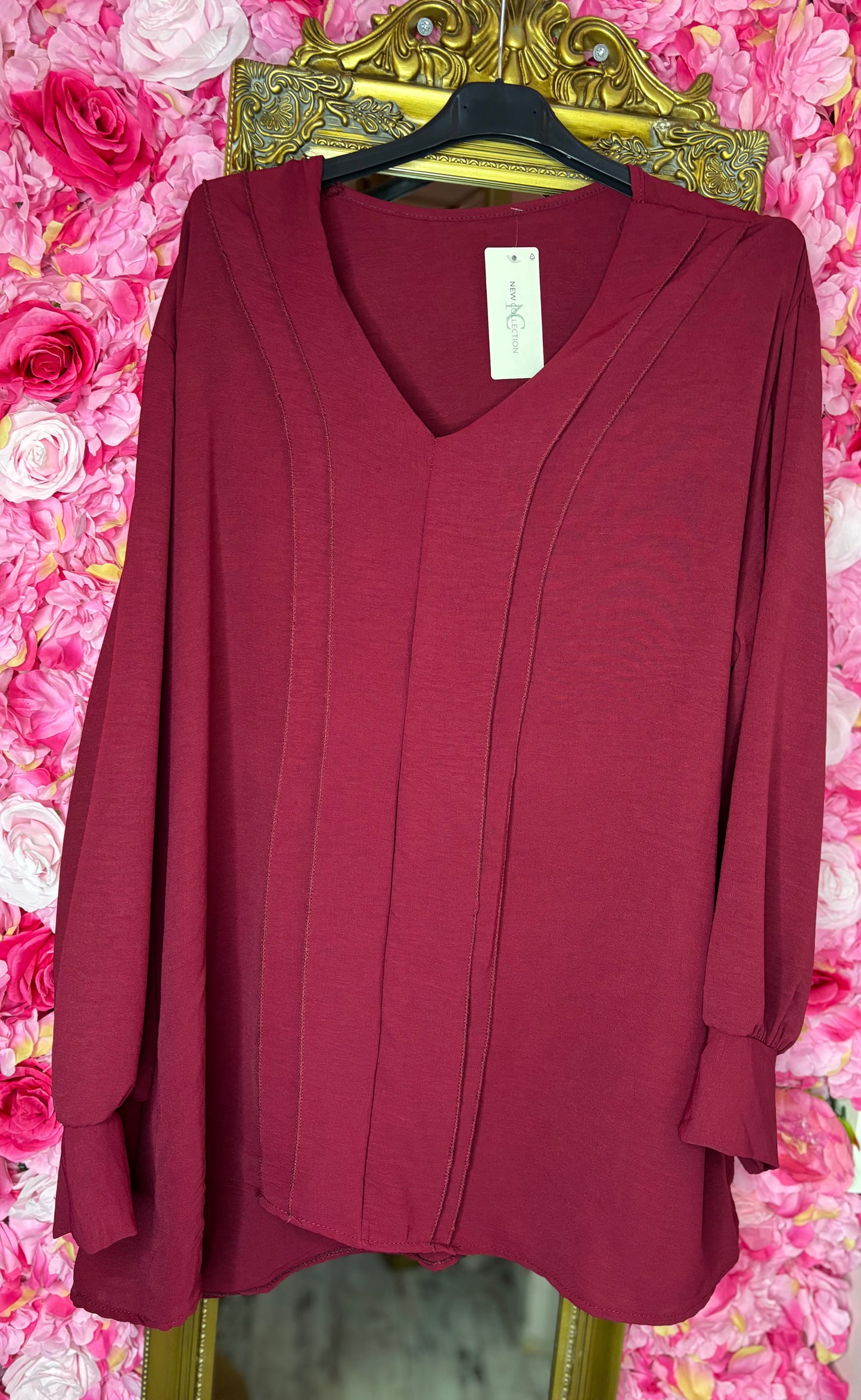 Blouse Eva Bordeaux Plus Size maat 48 t/m 54