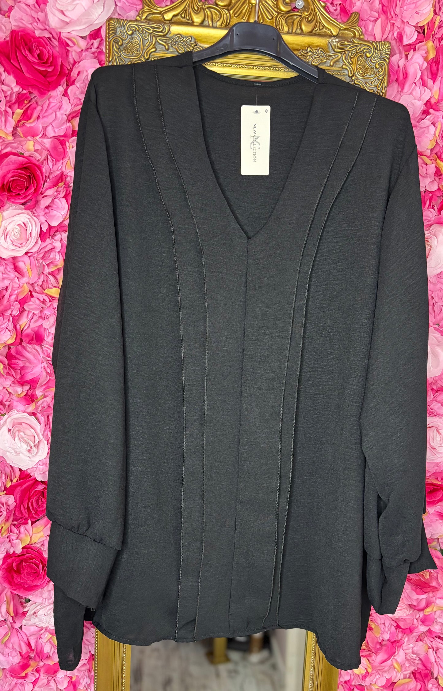 Blouse Eva Zwart Plus Size maat 48 t/m 54