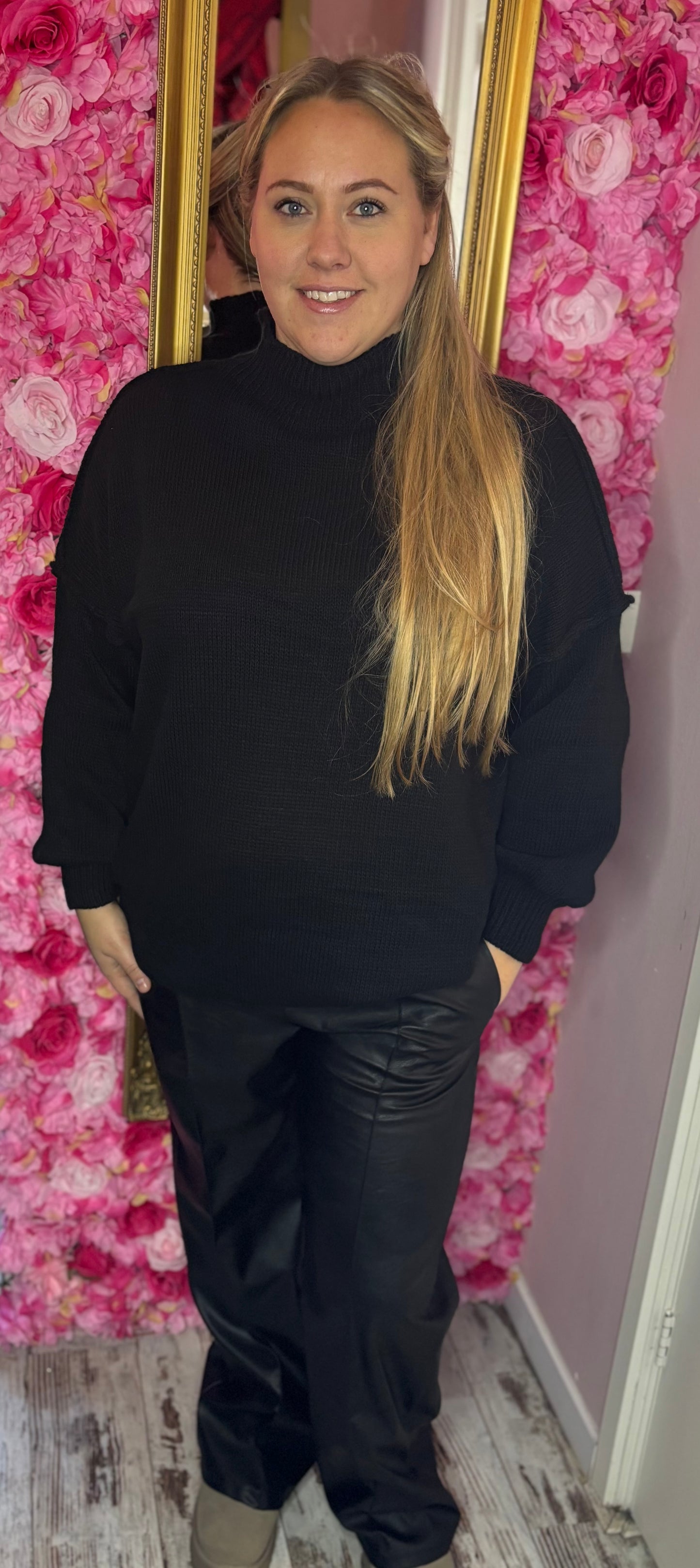 Broek Wide Leg Leather Look Plus Size maat t/m 48