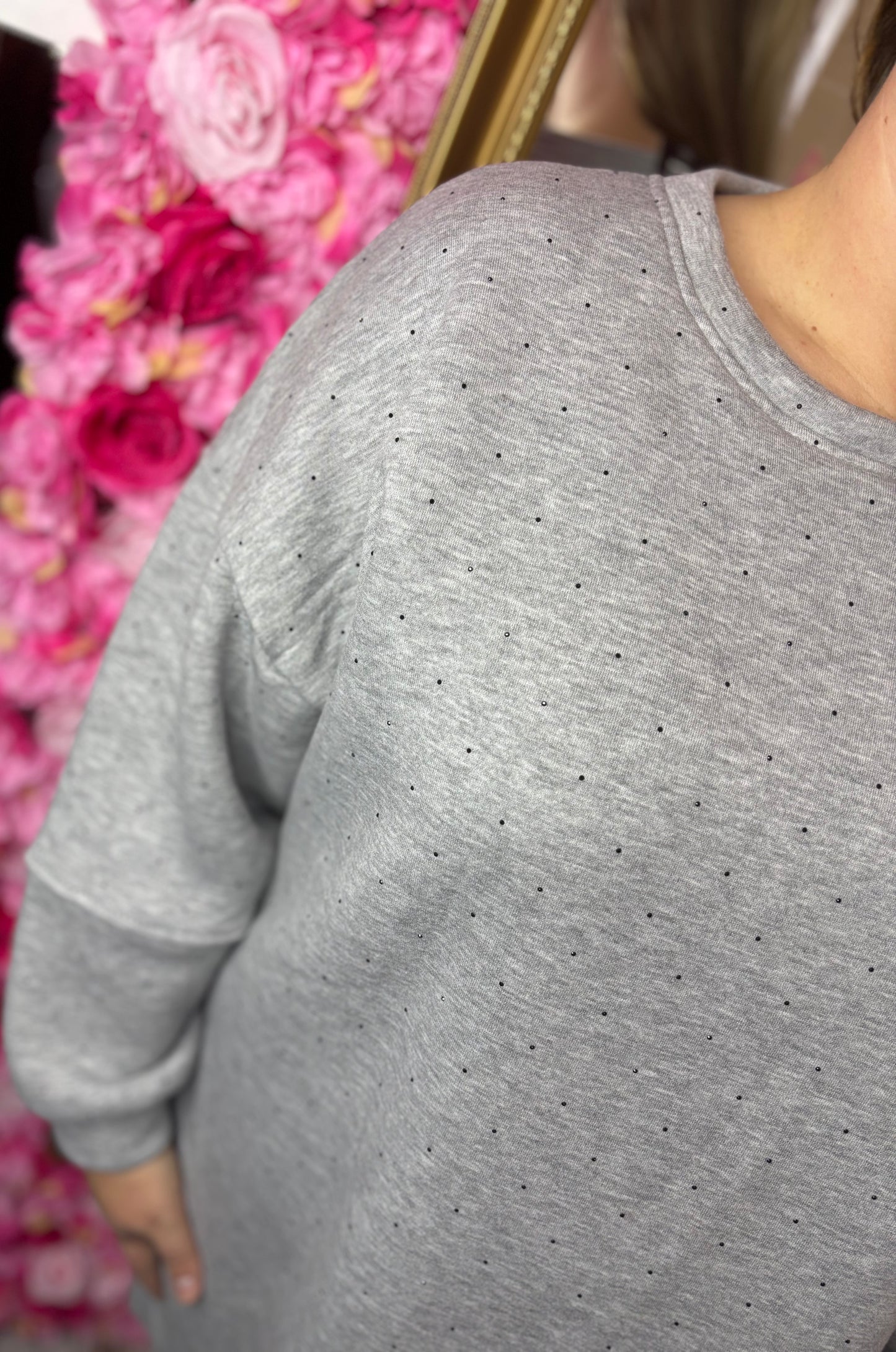 Sweater Strass Grijs Plus Size Maat 44 t/m 52-54