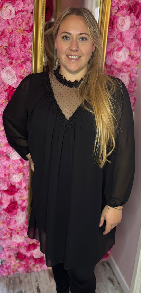 Jurk/Tuniek Yael Zwart Plus Size maat 44 t/m 52