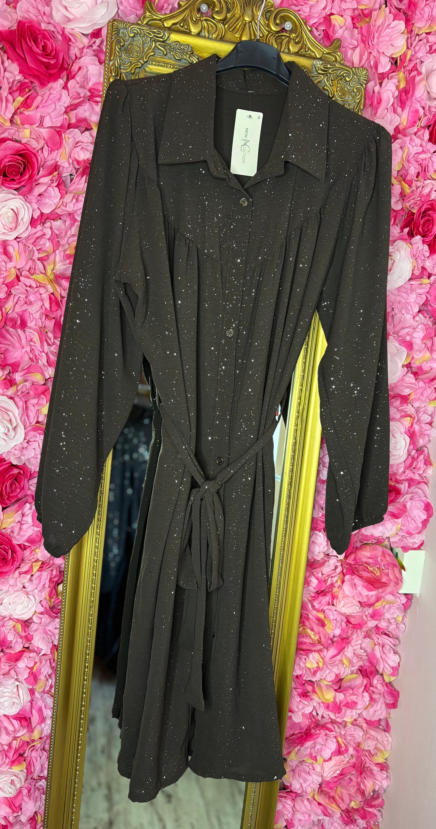 Jurk Perfect Glam Bruin Plus Size maat 46 t/m 54