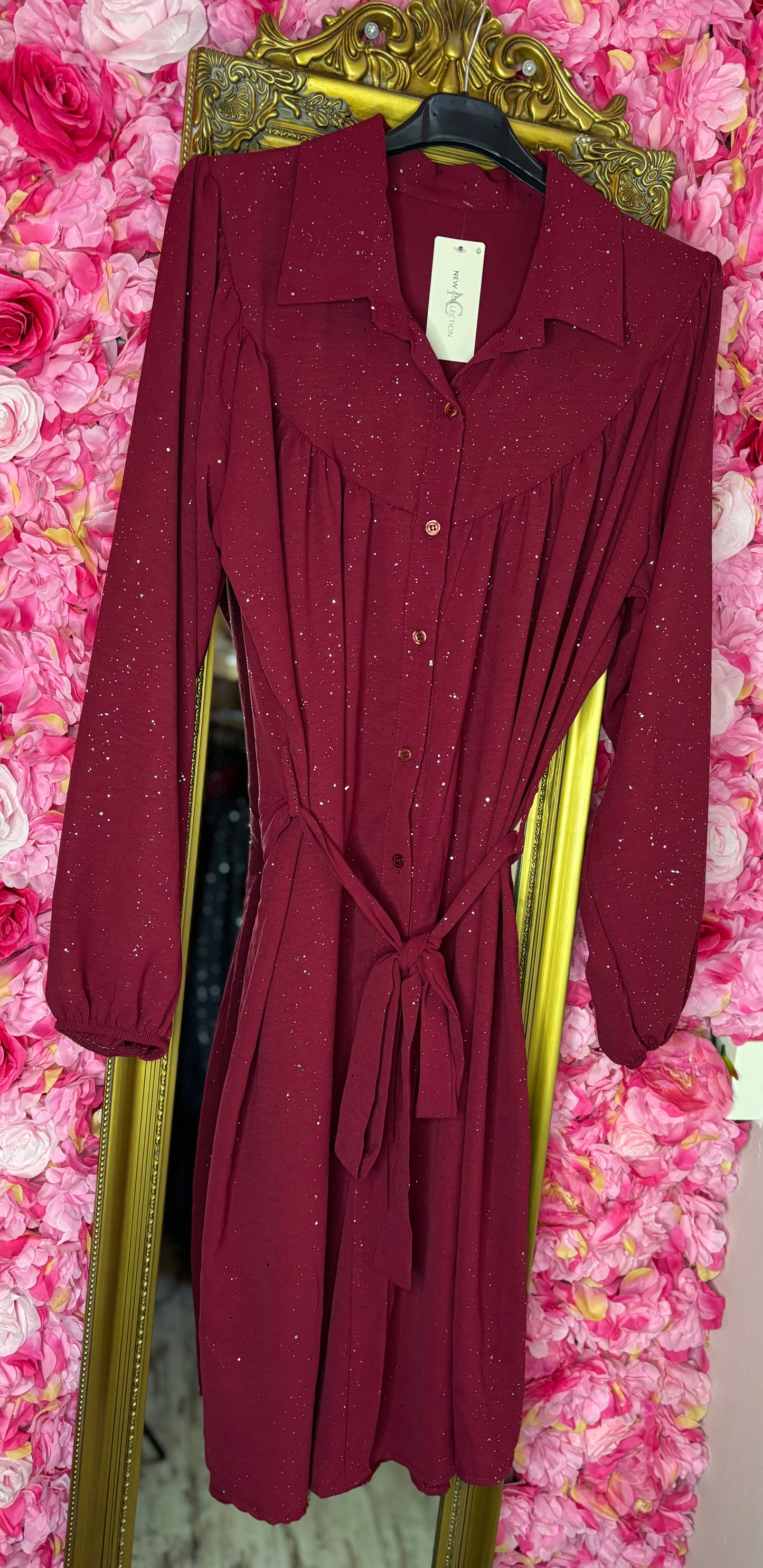 Jurk Perfect Glam Bordeaux Plus Size maat 46 t/m 54