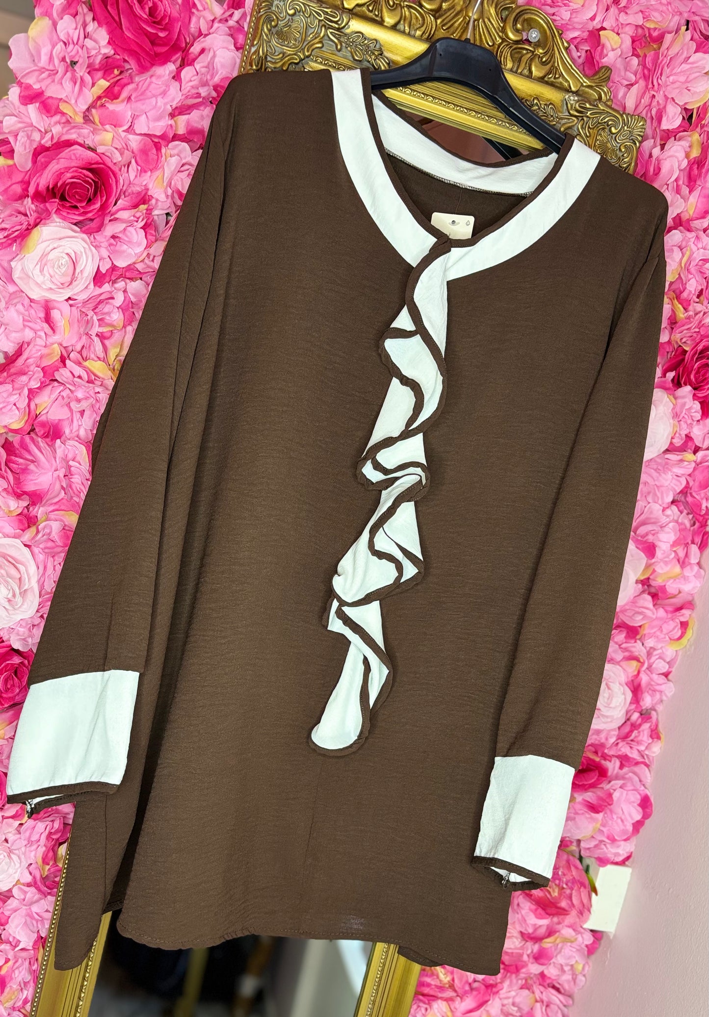 Blouse Cor Chique Bruin Plus Size maat 48 t/m 52-54