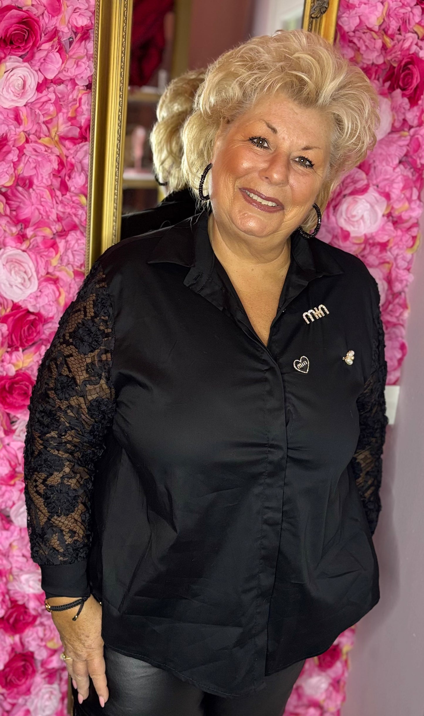 Blouse Mio Kant Zwart Plus Size maat 44 t/m 52