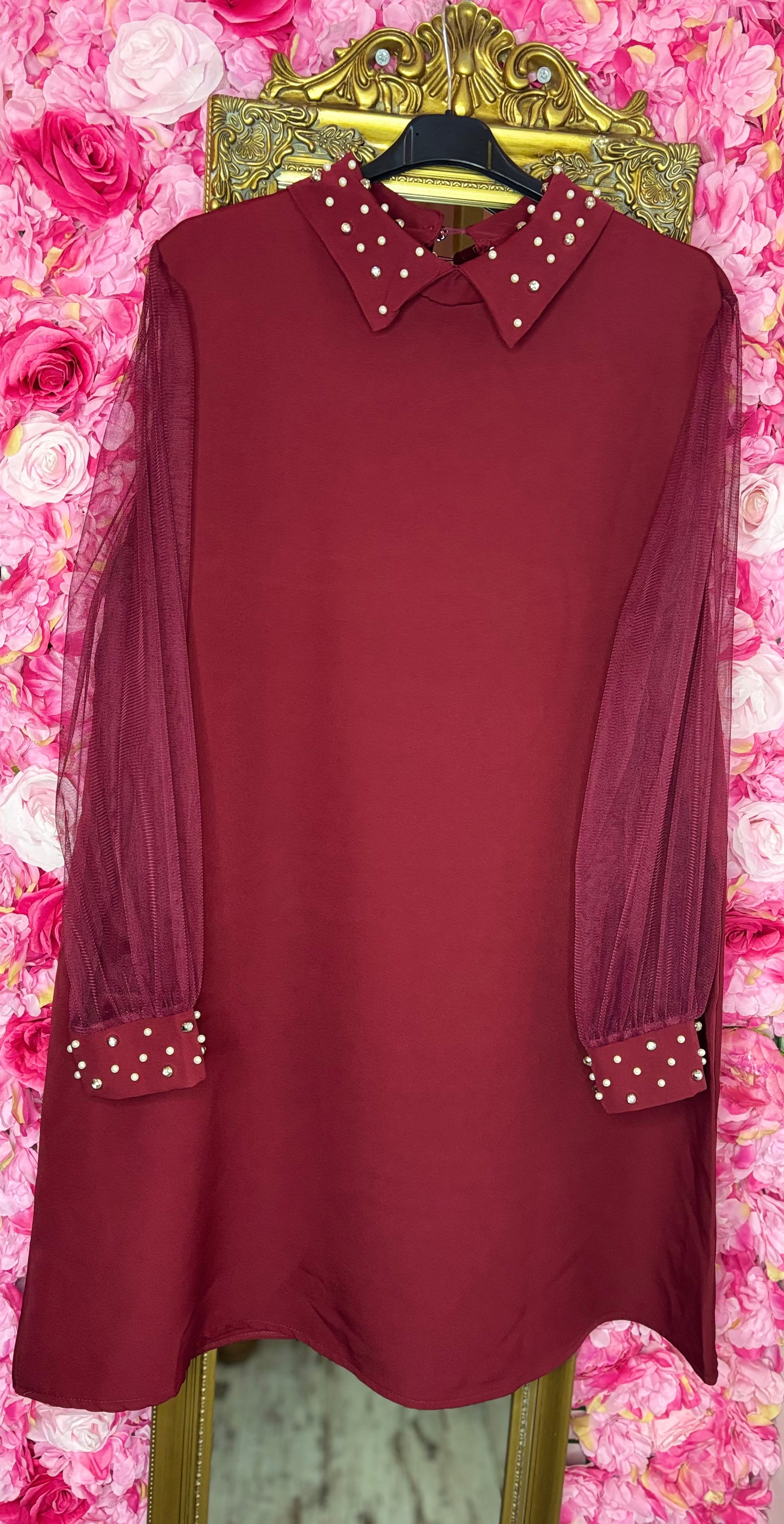 Jurk Parel Bordeaux Plus Size maat 44 t/m 50-52