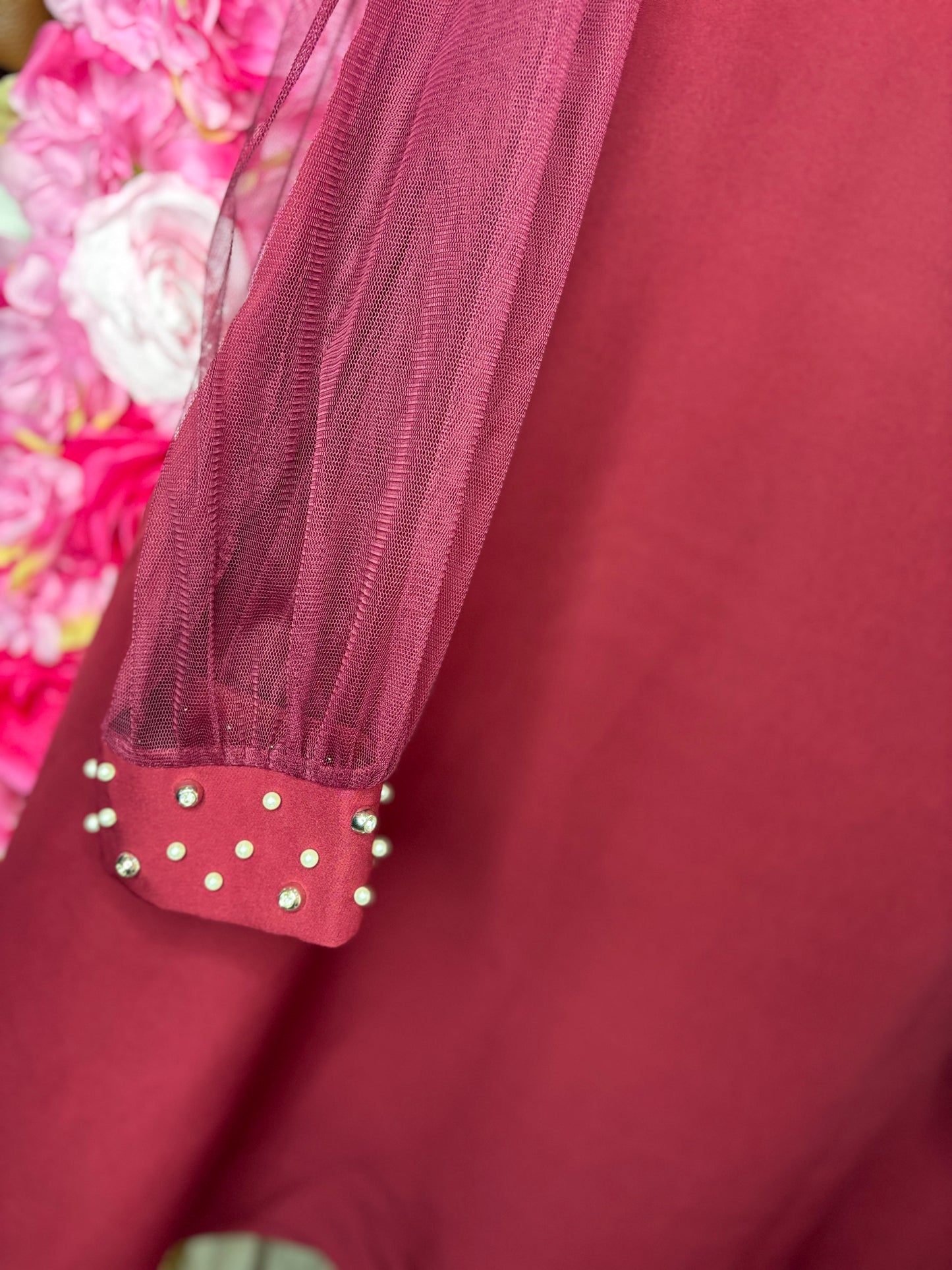 Jurk Parel Bordeaux Plus Size maat 44 t/m 50-52