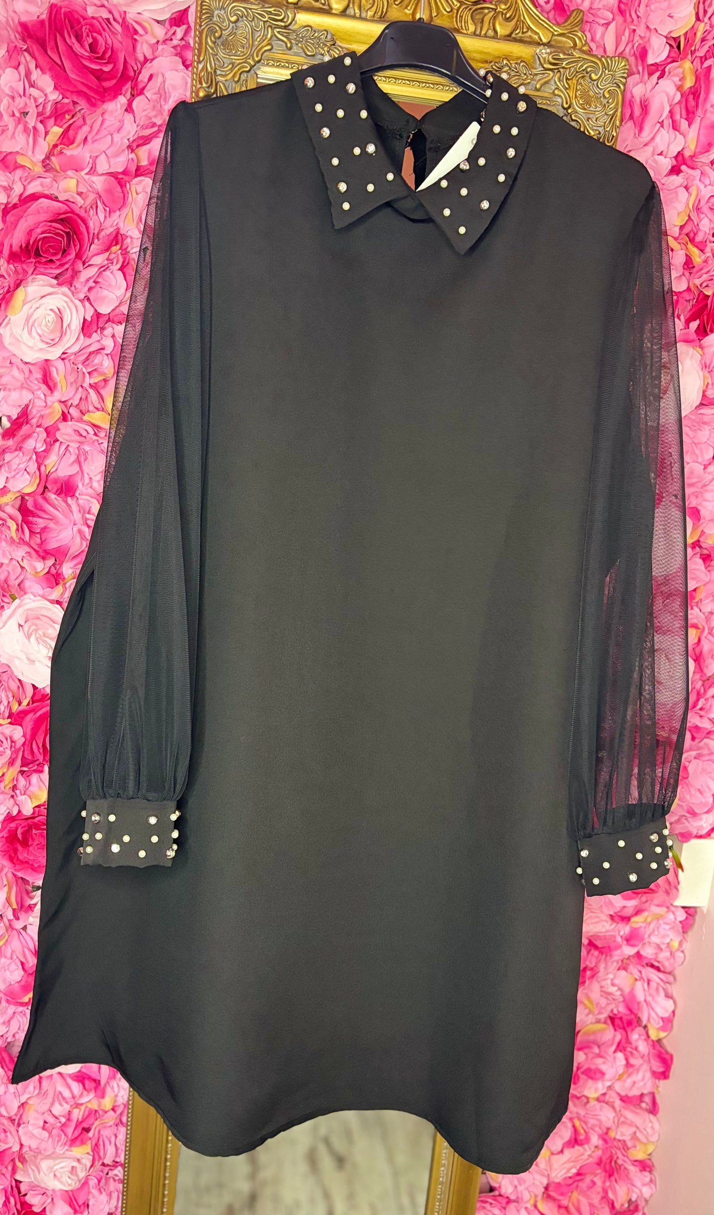 Jurk Parel Zwart Plus Size maat 44 t/m 50-52