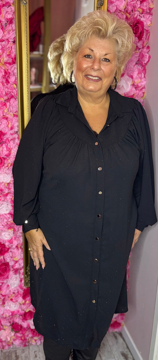 Jurk Chrissy Strass Zwart Plus Size maat 46 t/m 54