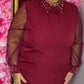 Jurk Parel Bordeaux Plus Size maat 44 t/m 50-52