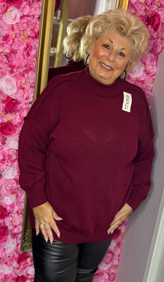 Trui Cozy Bordeaux Plus Size Maat 46 t/m 54
