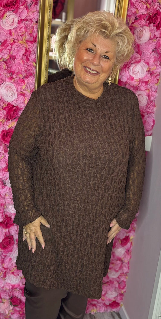 Jurk-Tuniek Yael Bruin Maat 48 t/m 56