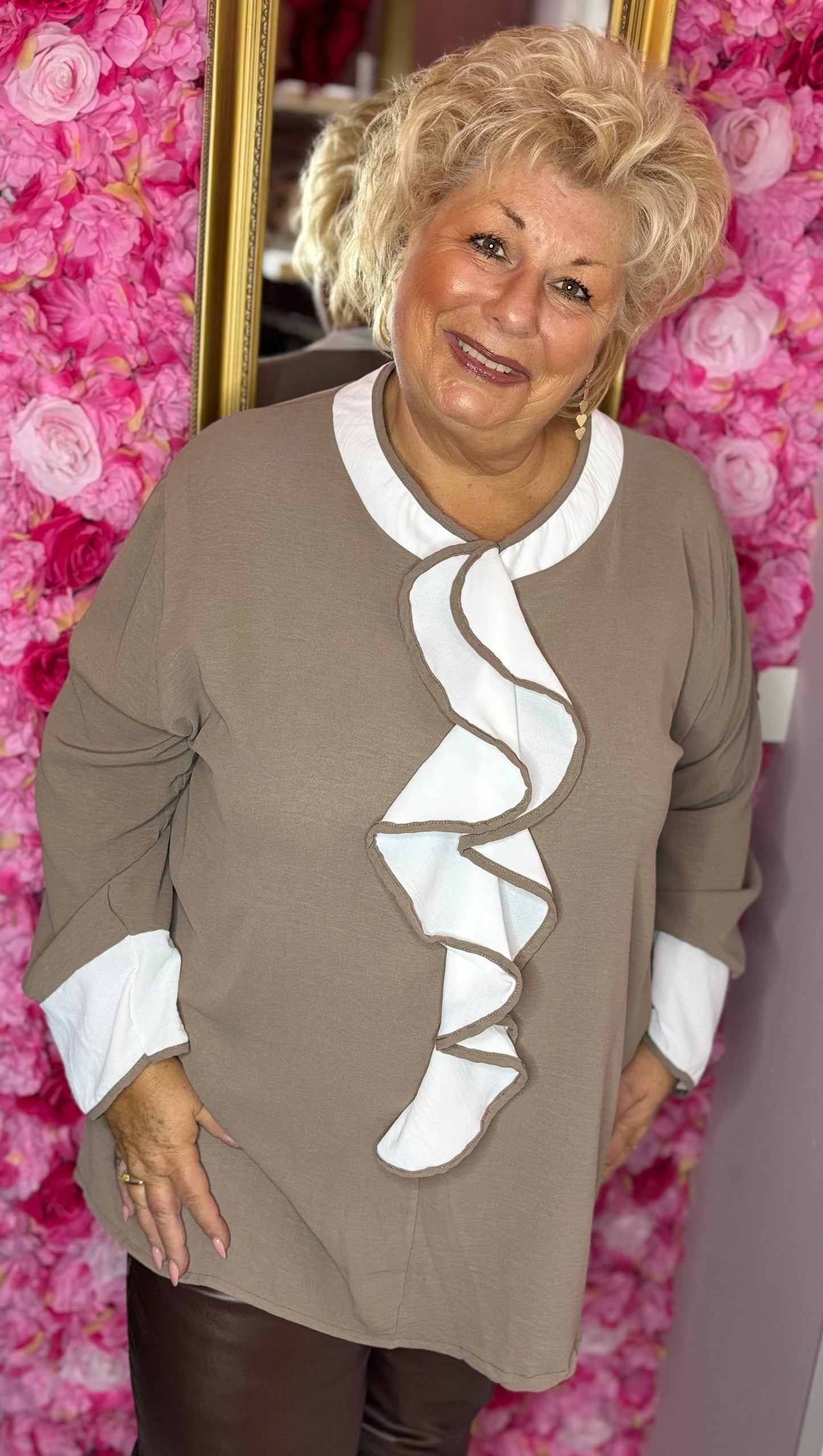 Blouse Cor Chique Taupe Plus Size maat 48 t/m 52-54