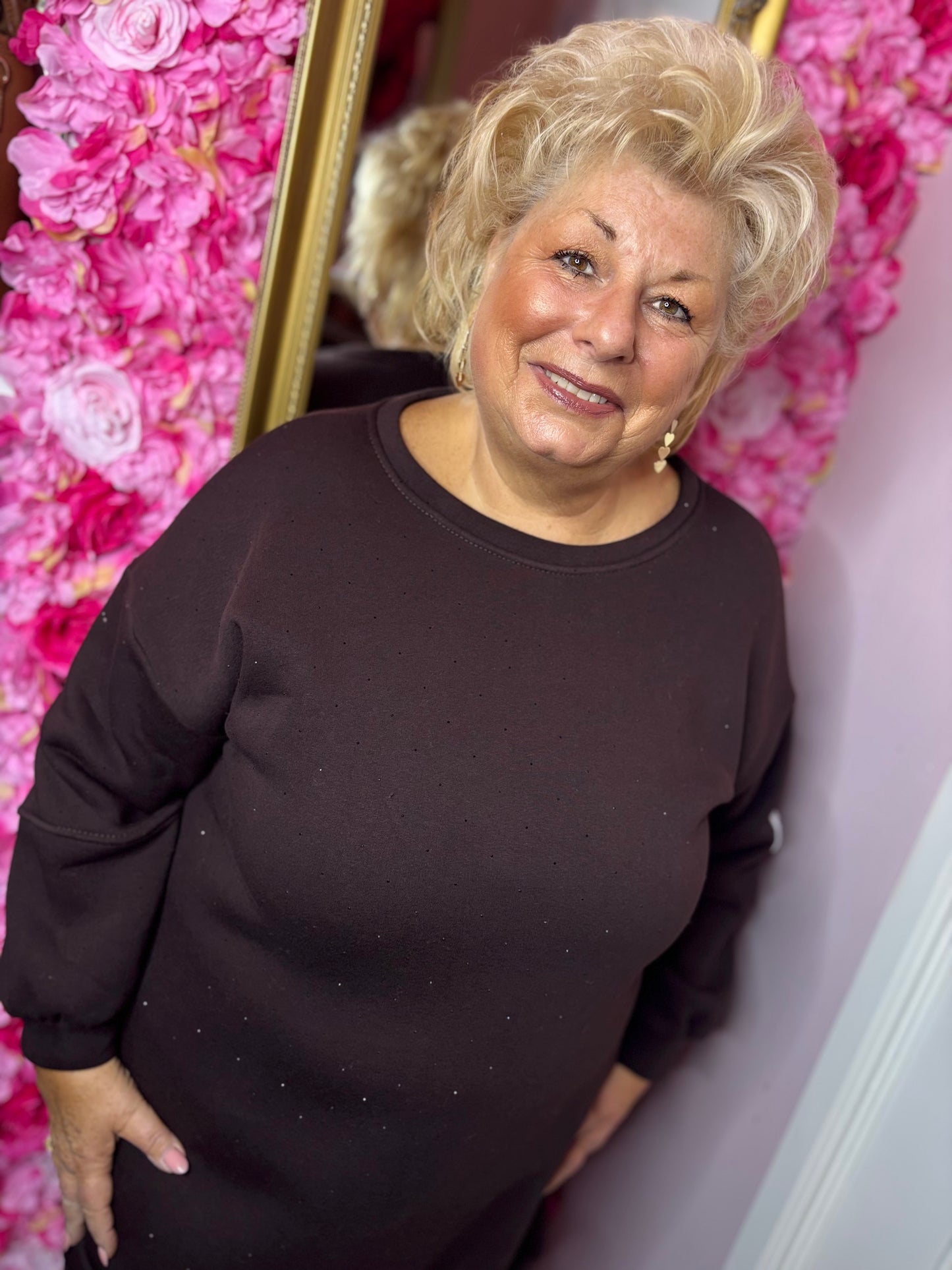 Sweater Strass Bruin Plus Size Maat 44 t/m 52-54