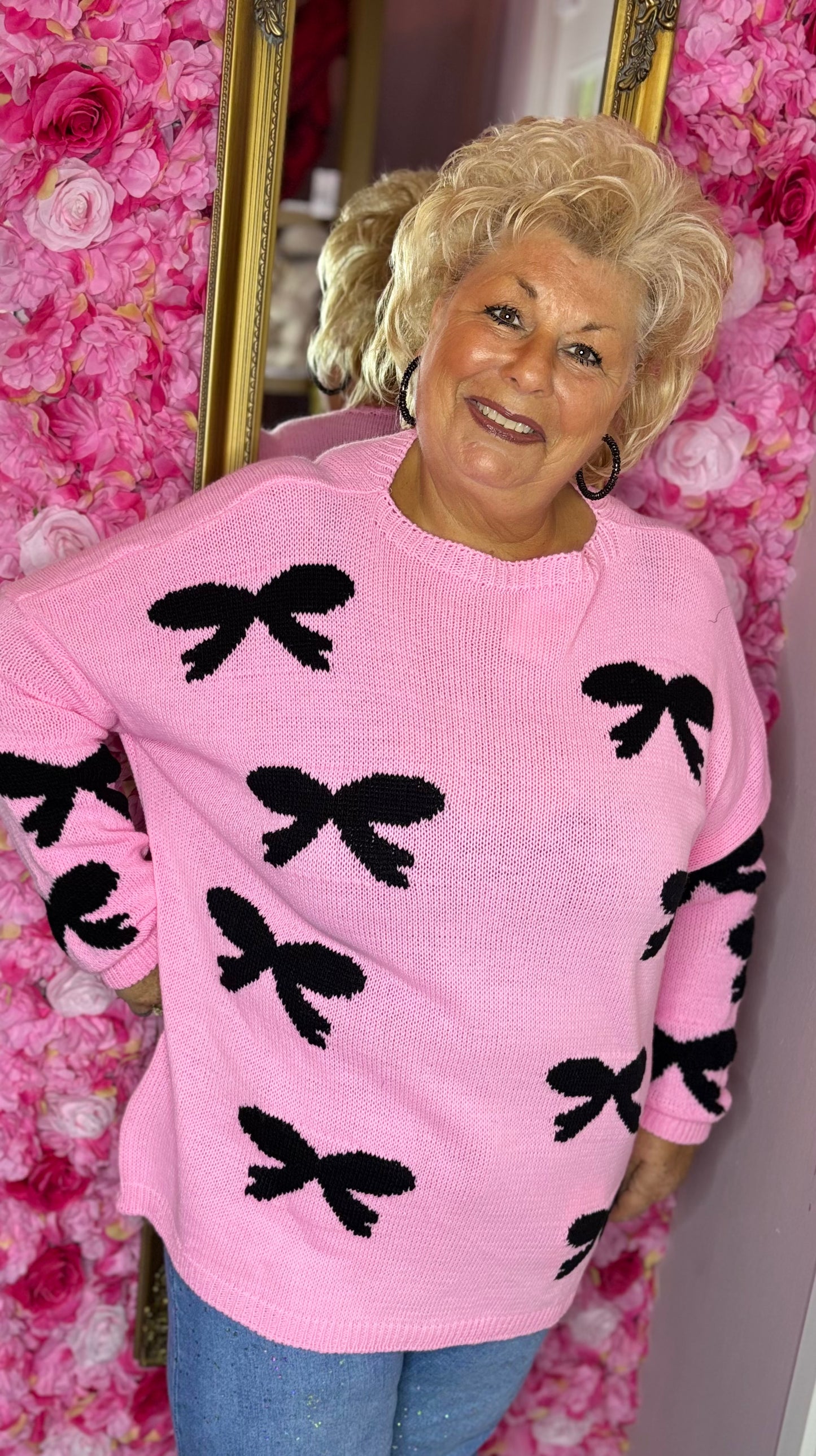 Trui Bowy Roze Plus Size Maat 50 t/m 58