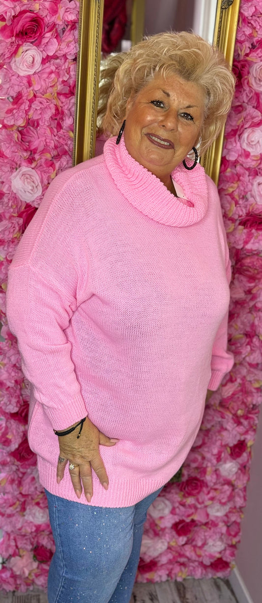 Trui Long Vibe Roze Plus Size Maat 46 t/m 54-56