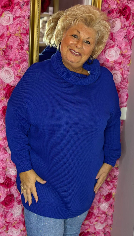 Trui Long Vibe Konings Blauw Plus Size Maat 46 t/m 54-56