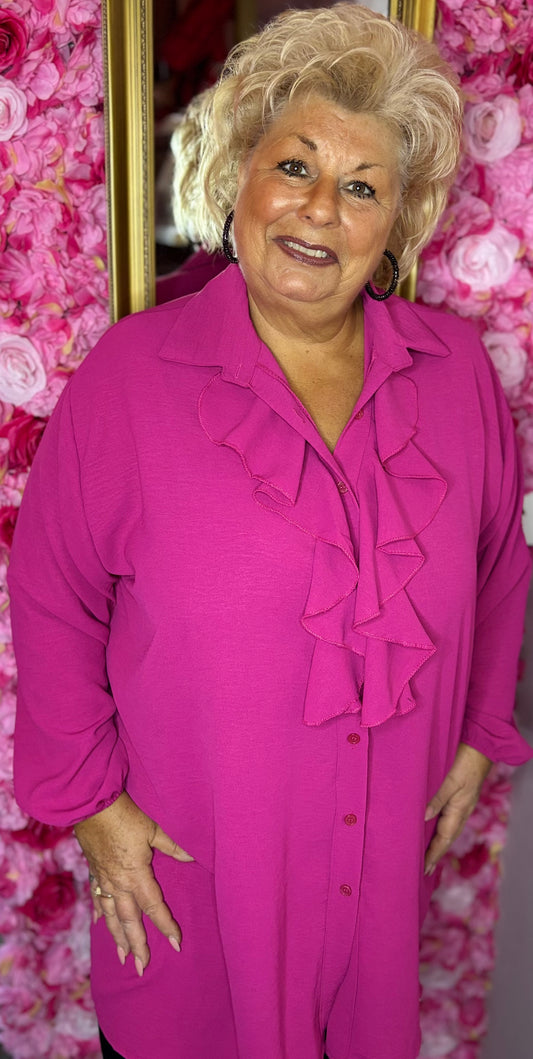 Blouse Bri Fuchsia Plus Size maat 48 t/m 56