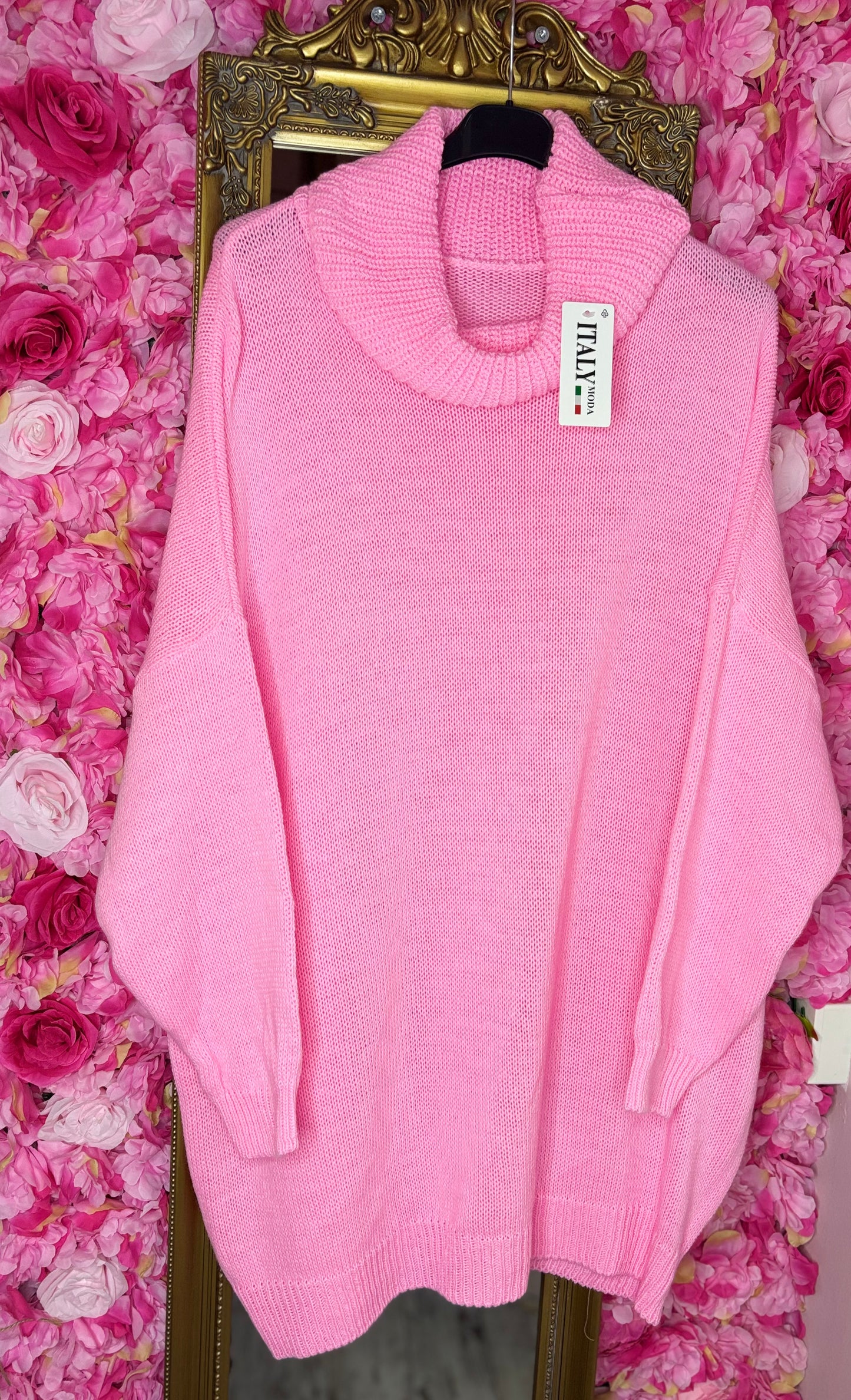 Trui Long Vibe Roze Plus Size Maat 46 t/m 54-56